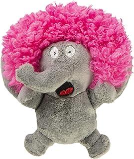 GoDog Crazy Hairs Elephant Silent Squeak Plush Dog Toy