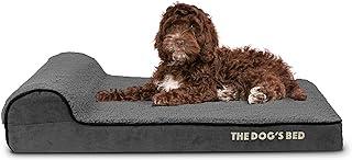 Orthopedic Headrest Dog Bed Medium Grey Plush 34×22, Memory Foam