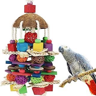 Kewkont Large Parrot Bird Toys- Natural Wood