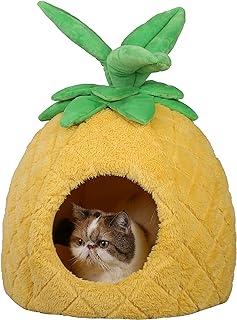 PetnPurr Pineapple pet bed for cats, puppy and small dogs in Super Plush Self-Warming Material Soft Cushion