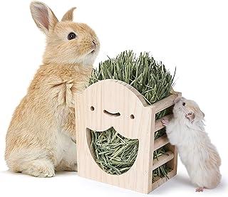 Natural Wooden Hay Feeder for Guinea Pigs Bunny Cage Rabbit