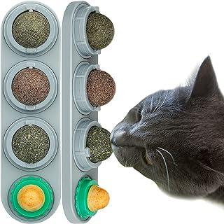 Skylety 2 Pack Catnip Wall Ball Rotatable Removable Self-Adhesive