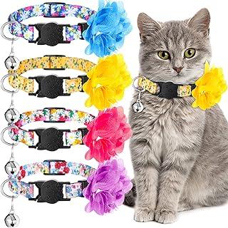 Christmas Cat Collar Flower with Bell and Removable Floral Patterns