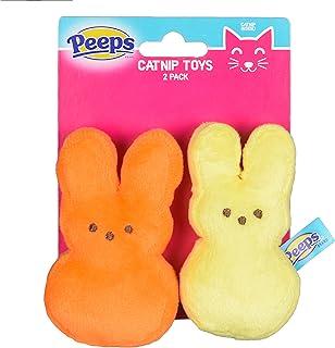 Peeps Bunnies Plush Cat Toy in Orange and Yellow, 2 Count