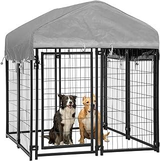 Extra Large Welded Wire Pet Playpen with UV Protection Waterproof Cover and Roof