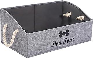 Geyecete Large Dog Toy Storage Bins-Foldable Fabric Trapezoid Organizer Box with Weave Rope Handle