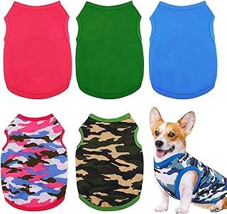 URATOT 6 Pieces Puppy Sweatshirts Dog Camouflage Clothing Pet Solid Color Apparel
