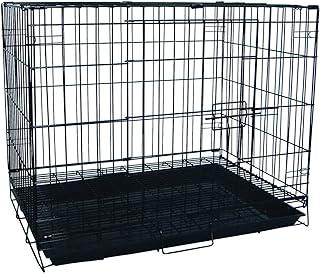 YML 24 Inch Foldable Light Duty Door Dog Crate with WireBottom Grated and Plastic Tray, Black