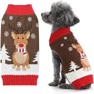 PETCARE Dog Christmas Sweater Costume Cute Ugly Funny Brown Reindeers
