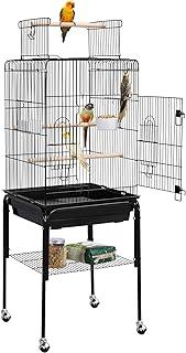 Topeakmart Play Open Top Standing Bird Cage with Removable Stand Wheels