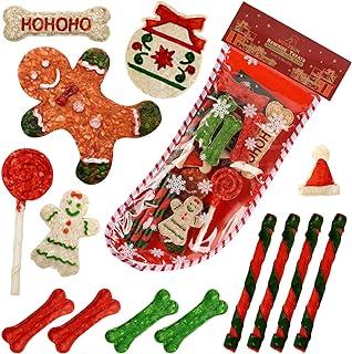 MON2SUN Christmas Dog Rawhide Treats Holiday 14Count Stocking for Small dogs