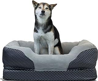 BarksBar Snuggly Sleeper Medium Gray Diamond Orthopedic Dog Bed