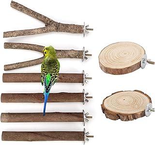 Mogoko 8 PCS Natural Wood Bird Perch Stand