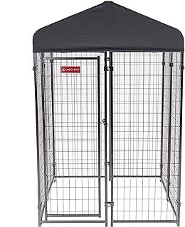 Lucky Dog Stay Series Black Powder Coat Steel Frame Studio Canopy Roof and Single Gate Door