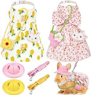 2 Sets Pet Rabbit Bunny Costume with Leash Hat Mini Bag Harness