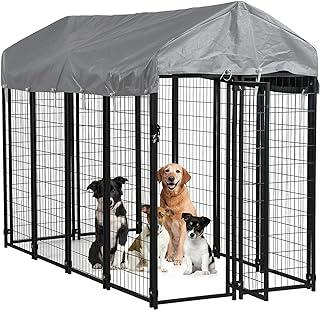 Heavy Duty Dog Cage Fence with UV Resistant Waterproof Cover and Secure Lock