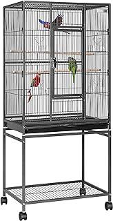 VIVOHOME 54 Inch Wrought Iron Large Bird Flight Cage with Rolling Stand