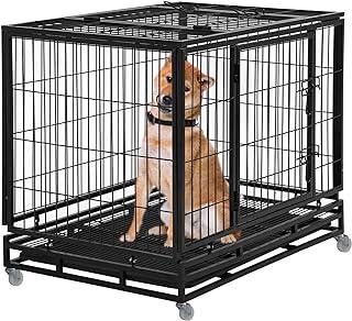 Large Dog Crate & Kennel with Plastic Tray