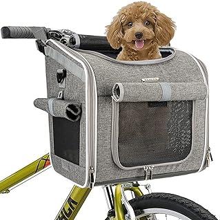 BABEYER Dog Bike Basket, Expandable Soft-Sided Pet Carrier Backpack with 4 Open Doors