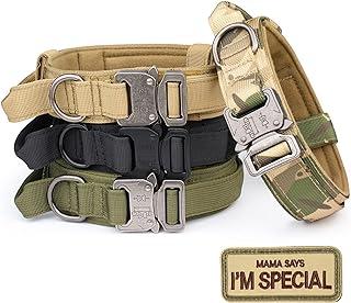 KCUCOP Military Dog Collar with Mama Says I m Special Patch Thick With Handle