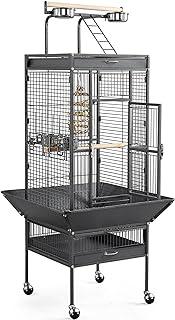 Yaheetech 61.5-Inch Wrought Iron Rolling Large Bird Cage with Play Top