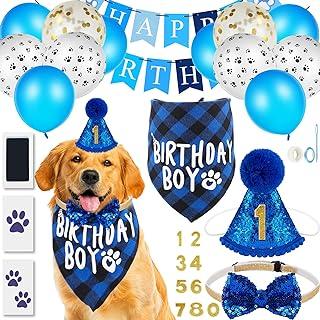 Dog Birthday Party Supplies, Balloon Banner and Imprint Cards with 0-8 Figures
