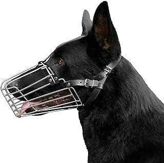 BronzeDog German Shepherd Dog Muzzle Wire Metal Basket Adjustable Leather muggle (Size L)