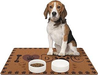 Asrug Dog and Cat Food Mat Non Slip Pet food bowl mat, 18″x30″, Coffee