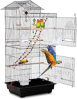 HCY, Parrot Cage Accessories with Bird Stand Medium Roof Top Large Flight cage for Small Canary Parakeet