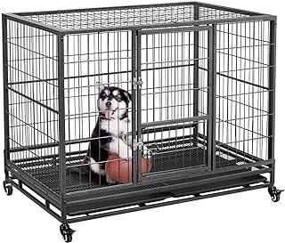 Yaheetech Heavy Duty Metal Dog Cage Collapsible Open Top Pet Kennel