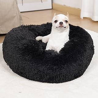 Calming Dog Bed Black,Extra Small Donut Comfy CALMING BED FOR DOGS with Anxiety