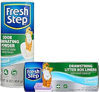 Fresh Step Cat Litter Box Odor Eliminating Powder and Liner Combo Pack