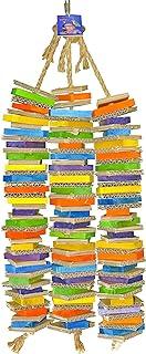 Chew-Tastic Triple Tower of Shredded Fun Colorful Safe Lots Of Wood for Large Bird Cage Toy