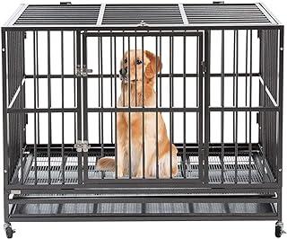 Walcut Silver 48″ Heavy Duty Dog Crate and Portable Pet Playpen with Double Doors