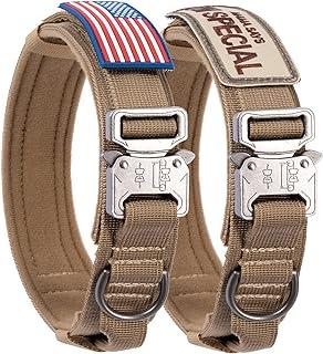Tactical Dog Collar with USA American Flag – Heavy Duty Nylon K9 Adjustable Metal Buckle