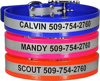 GoTags Reflective Waterproof Dog Collar Personalized with Pet Name and Phone Number