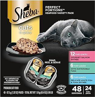SHEBA Wet Cat Food Cuts in Gravy Variety Pack, With Sustainable Tuna and Gourmet Salmon Entree