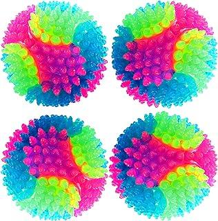 Sumind 4 Pieces Spiny LED Flashing Interactive Rubber Ball for Dog Glow in The Dark