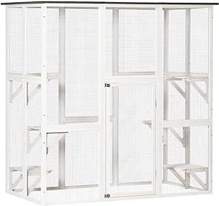 PawHut Large Wooden Outdoor Catio Enclosure with Weather Protection