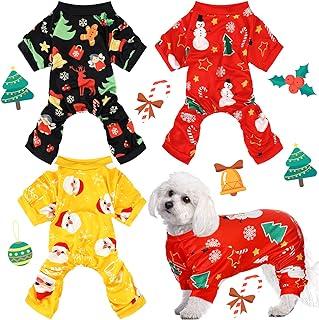 Christmas Dog Pajamas Jumpsuit Santa Snowman Pet Clothes