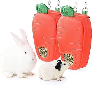 JanYoo Rabbit Food Dispensers Hay Feeder
  Bag for Guinea Pigs Accessories Storage Manger Hanging Capa