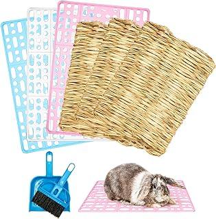 Roundler Bunny Cage Mats, Rabbit Plastic Floor Pad and 3 Piece Pet Bed Nest