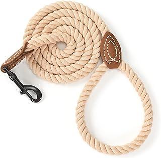 Mile High Life Braided Cotton Rope Leash with Leather Tailor Handle