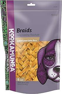 KOKAMUNGA Braids 8 Count, Long-Lasting Artificial Peanut Butter Flavor Rawhide