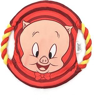 LOONEY TUNNES for Pets Red Porky Pig Dog Frizbee with Rope