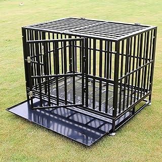 PANEY 48″ Large Heavy Duty Metal Rolling Dog Crate