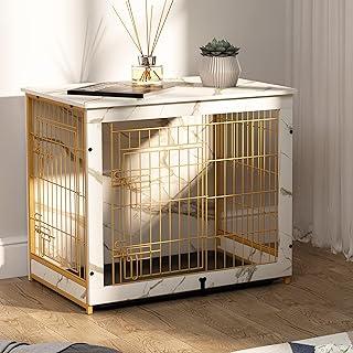 Megidok Wooden Dog Crate Furniture with Pad Bed