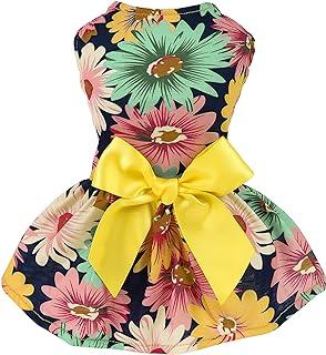 Fitwarm Pet Elegant Floral Ribbon Dog Dress Shirt Vest Sundress