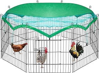 DEStar 8 Panel Foldable Outdoor Backyard Metal Cage Enclosure Duck Rabbit Cat crate Playpen with Weather Proof Cover