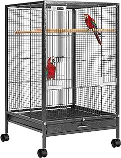 VIVOHOME 30 Inch Height Wrought Iron Bird Cage with Rolling Stand for Parrots